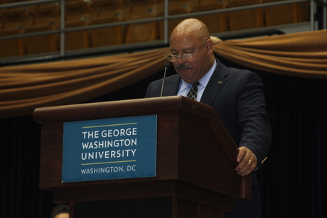 Michael Tapscott speaking at the 2014 MSSC Graduation Celebration.
