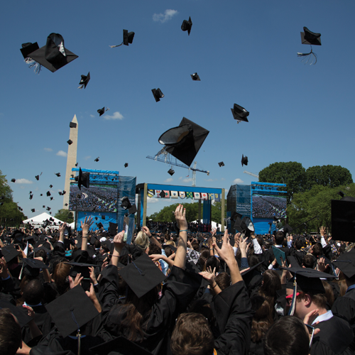 gw graduation and throwing of the caps